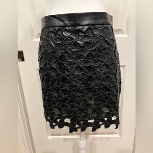 NWT Sam Edelman Black Pleather Floral Appliqué Mini Skirt Size 4